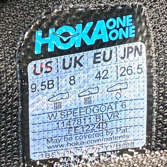 Hoka One One Speedgoat 6 Womens Size 9.5 Running Shoes Black Aloe Vera - Picture 9 of 9